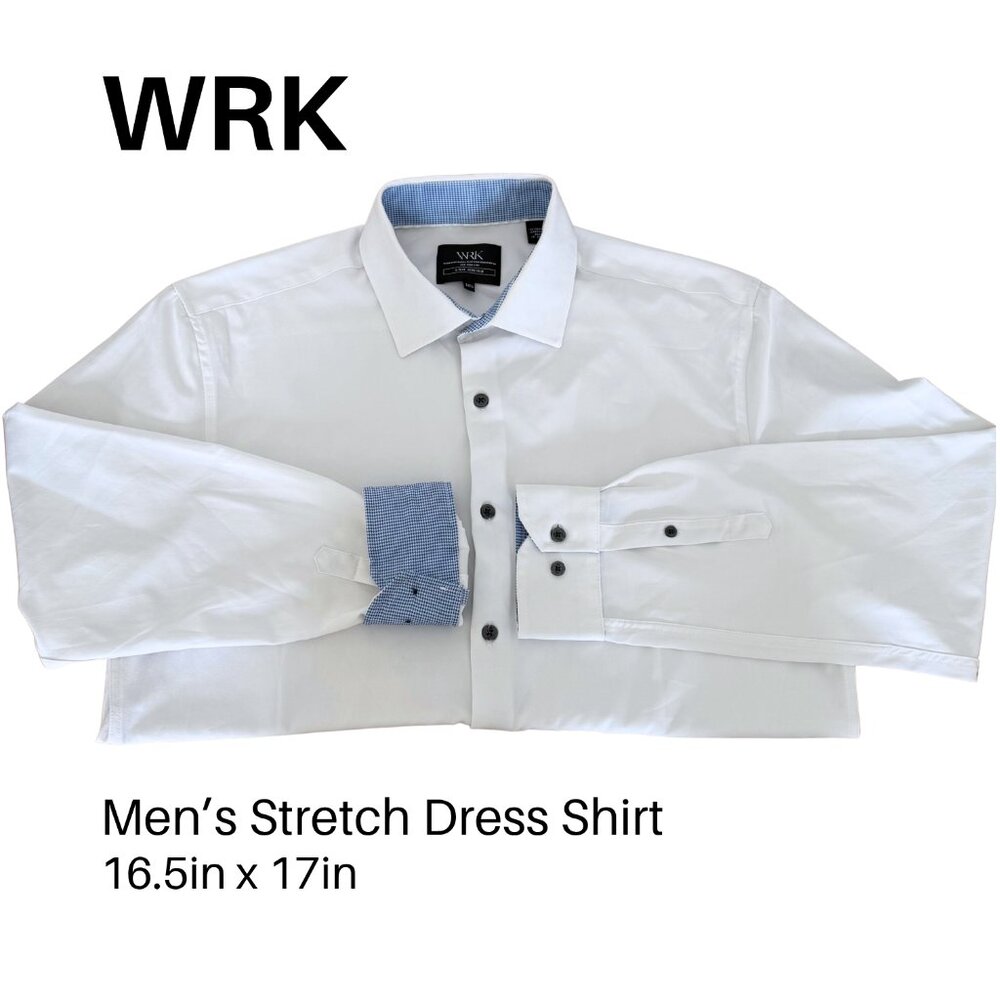 WRK Men's Performance Dress Shirt in White | 16.5x17 | Good Condition